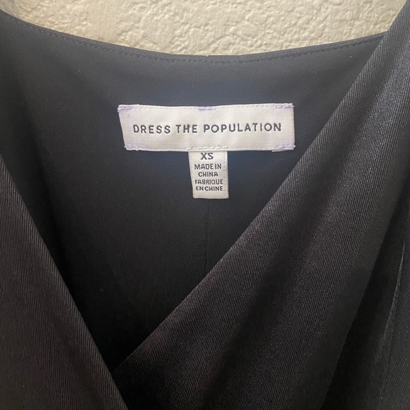 Dress the Population Black Ruffled Classic Self Tie Midi Dress / Size XS - Picture 4 of 6